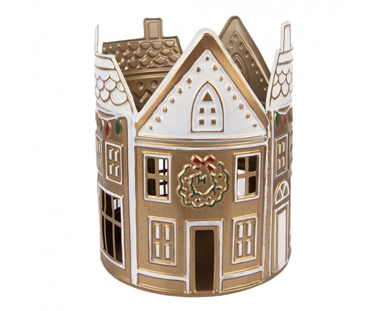Tealight Holder House ? 18x22 Cm Beige Metal - ? 18*22 cm Clayre & Eef