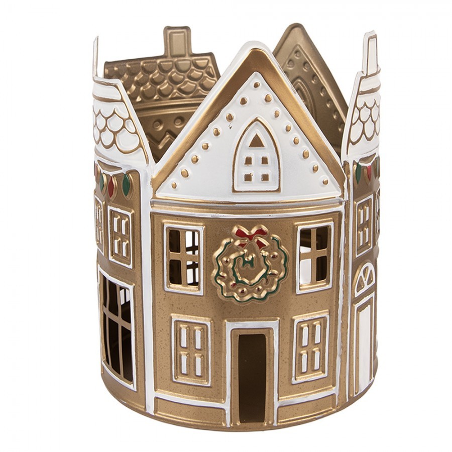 Tealight Holder House ? 18x22 Cm Beige Metal - ? 18*22 cm