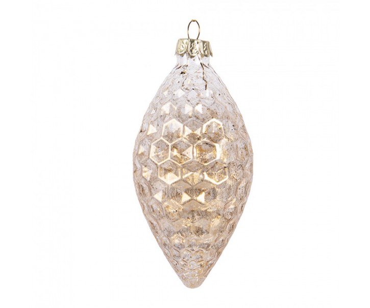Zlatá antik skleněná vánoční ozdoba šiška - Ø 6*12 cm Clayre & Eef