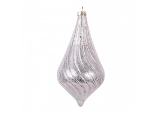 Růžová skleněná vánoční ozdoba baňka - Ø 8*17 cm