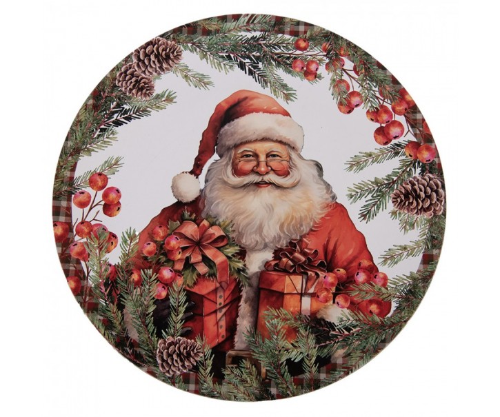 Kulatý plastový vánoční podnos Santa - Ø 40*1 cm Clayre & Eef