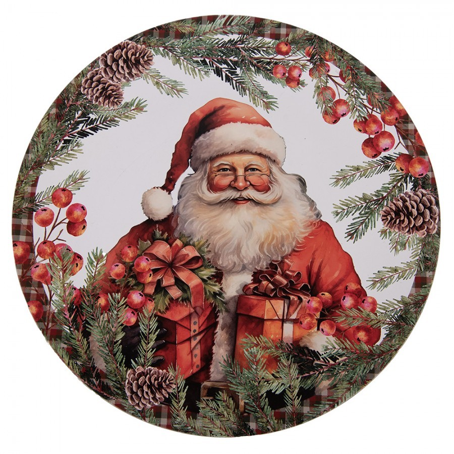 Levně Kulatý plastový vánoční podnos Santa - Ø 40*1 cm 66403
