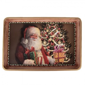 Hnědý plastový vánoční podnos Santa - 31*22*2 cm