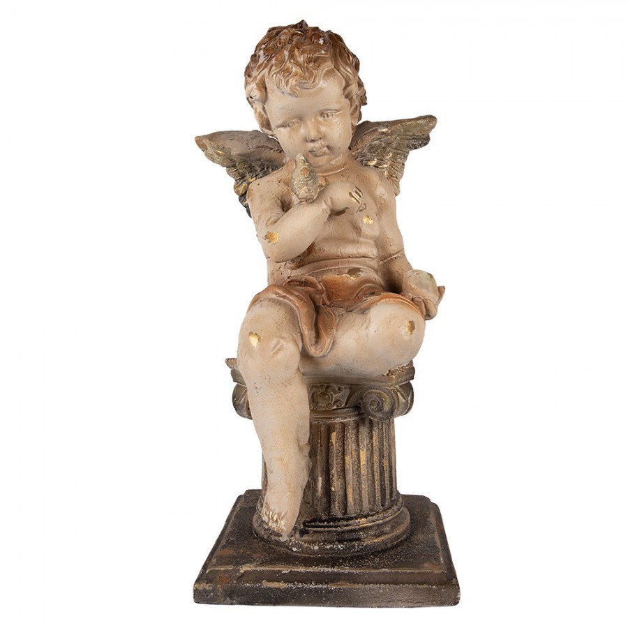 Béžová antik dekorace socha andílek Angel Vintage - 30*30*60 cm