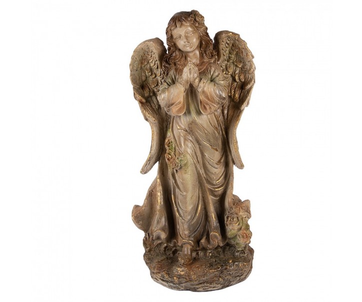Béžová antik dekorace socha anděl Angel Vintage - 38*27*79 cm Clayre & Eef