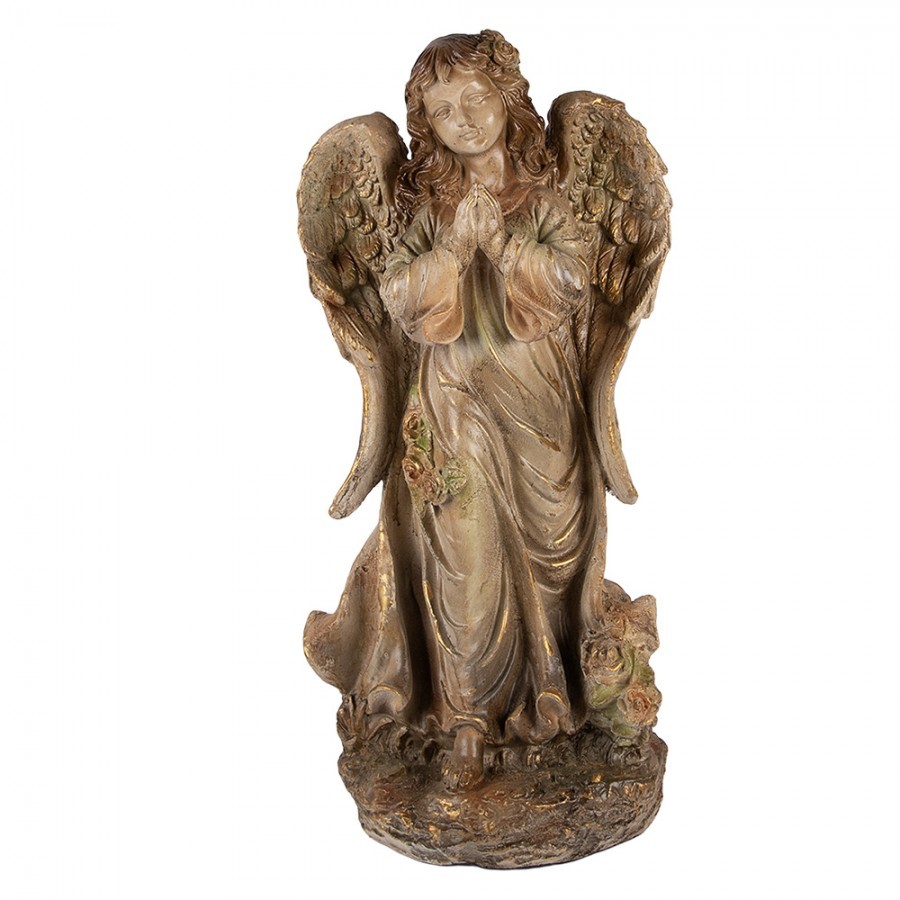 Béžová antik dekorace socha anděl Angel Vintage - 38*27*79 cm