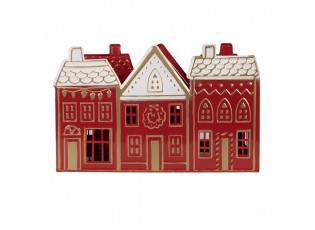 Tealight Holder House 38x13x25 Cm Red Metal - 38*13*25 cm
