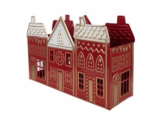 Tealight Holder House 38x13x25 Cm Red Metal - 38*13*25 cm