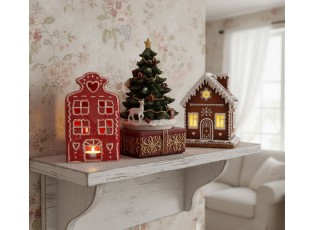 Červená perníková chaloupka na svíčku Gingerbread Cott - 8*7*13 cm