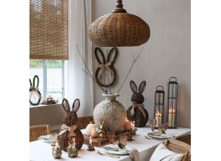Stojící proutěná dekorace králík s mašlí Rabbit - 23*43 cm
