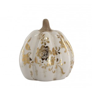 Krémová antik dekorace dýně Melun gold L - Ø 16*18 cm