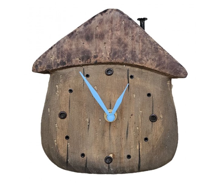 Dřevěné stolní hodiny ve tvaru domku - 18*5*19 cm / 1*AA Clayre & Eef