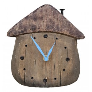 Dřevěné stolní hodiny ve tvaru domku - 18*5*19 cm / 1*AA