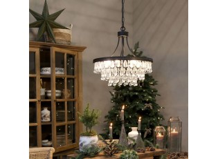 Černý antik lustr s kapkovitými krystaly Versailles - 50*49cm/ E14/ 40W