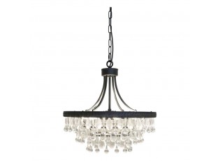 Černý antik lustr s kapkovitými krystaly Versailles - 50*49cm/ E14/ 40W