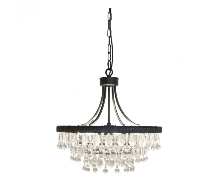 Černý antik lustr s kapkovitými krystaly Versailles - 50*49cm/ E14/ 40W Chic Antique