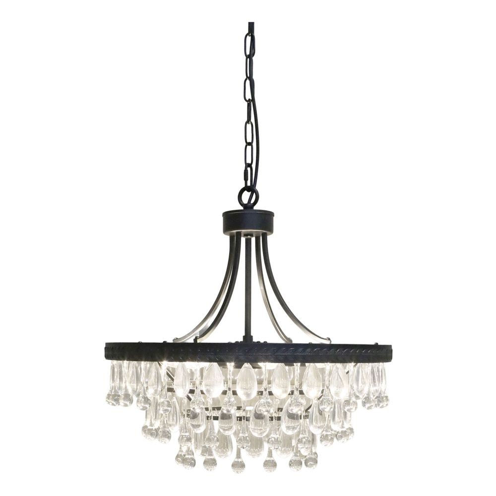 Černý antik lustr s kapkovitými krystaly Versailles - 50*49cm/ E14/ 40W