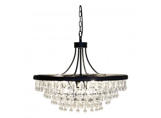 Černý antik lustr s kapkovitými krystaly Versailles - 70*57cm/ E14/ 40W