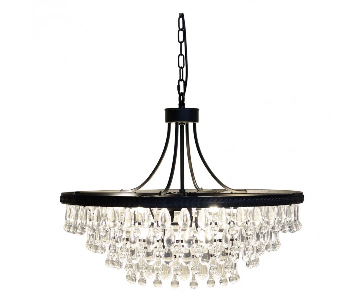 Černý antik lustr s kapkovitými krystaly Versailles - 70*57cm/ E14/ 40W Chic Antique