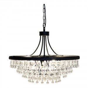 Černý antik lustr s kapkovitými krystaly Versailles - 70*57cm/ E14/ 40W