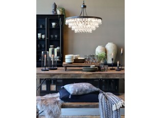 Černý antik lustr s kapkovitými krystaly Versailles - 70*57cm/ E14/ 40W