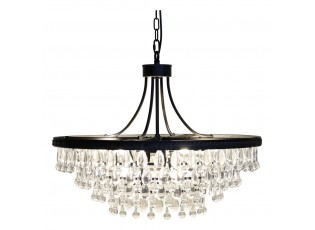 Černý antik lustr s kapkovitými krystaly Versailles - 90*59cm/ E14/ 40W