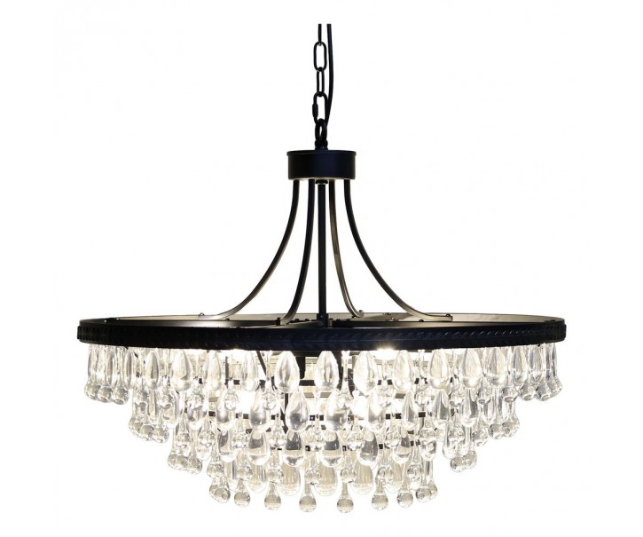 Černý antik lustr s kapkovitými krystaly Versailles - 90*59cm/ E14/ 40W Chic Antique