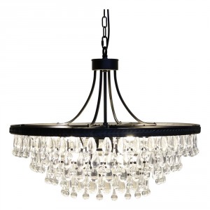 Černý antik lustr s kapkovitými krystaly Versailles - 90*59cm/ E14/ 40W