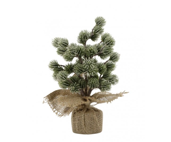 Zelený ojíněný vánoční cedrový stromek v jutě Fleur Cedar Tree - 30 cm Chic Antique