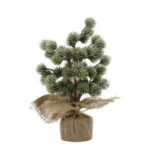 Zelený ojíněný vánoční cedrový stromek v jutě Fleur Cedar Tree - 30 cm