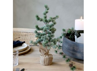 Zelený ojíněný vánoční cedrový stromek v jutě Fleur Cedar Tree - 30 cm
