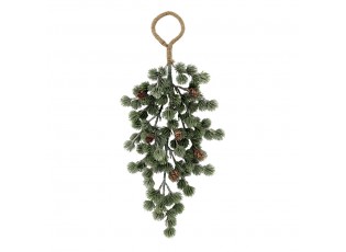 Vánoční závěsná ojíněná cedrová větvička se šiškami Fir Cedar Branch - 50 cm