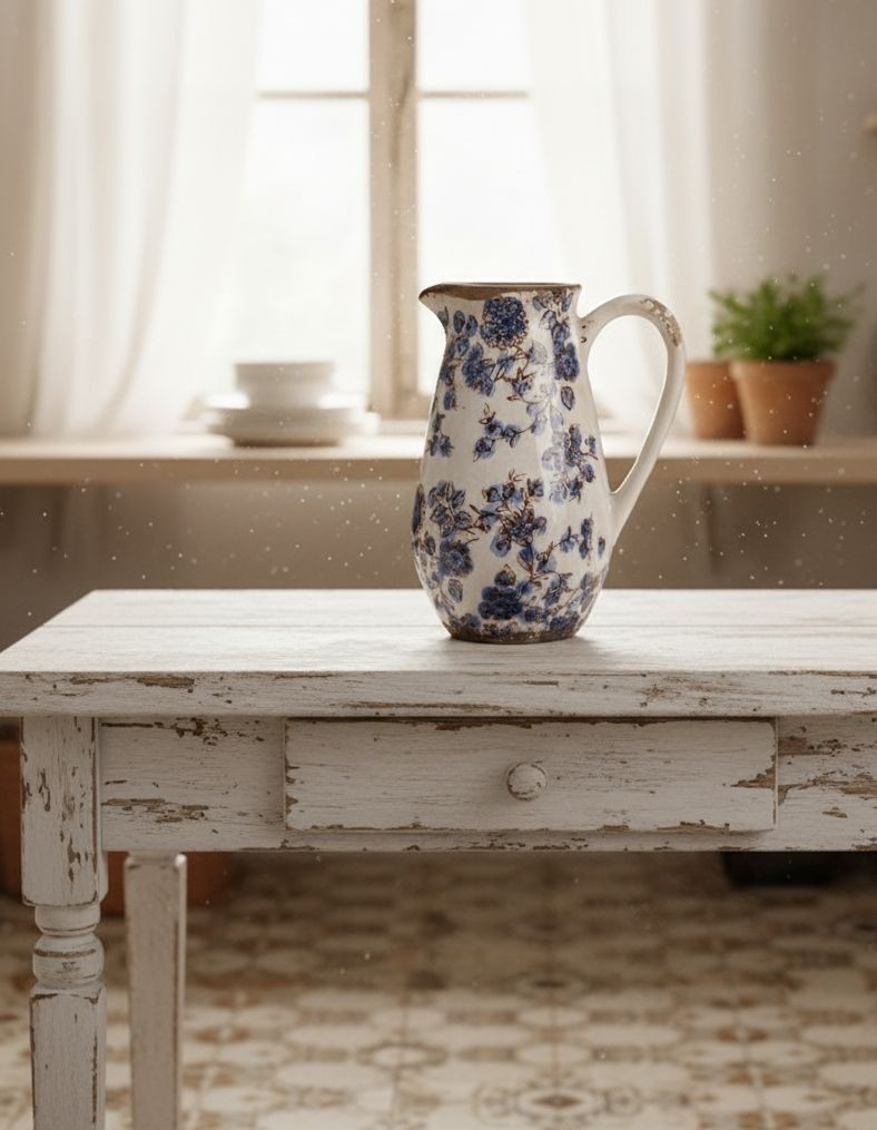 Dekorativní keramický džbán s modrými květy Blusia - 17*13*22 cm
