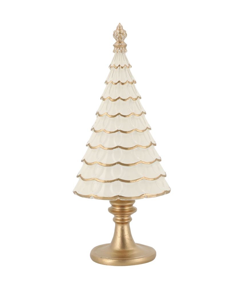 Krémovo-zlatý antik dekorační vánoční stromek Noël - Ø 10*7*23 cm