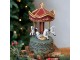 Višňovo-zelená antik hrací skříňka kolotoč s koníky Noël - Ø 12,5*23 cm Chic Antique