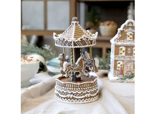 Perníková hrací skříňka kolotoč s koníky Noël - Ø 11,5*21,5 cm