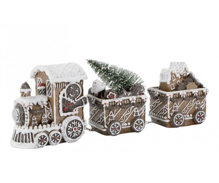 Perníkový vláček se světýlky Gingerbread Noël LED - 26*8*11 cm Chic Antique