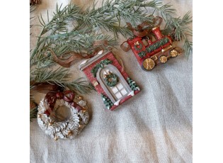 3ks višňovo-zlatá antik závěsná dekorace Noël - 6*1,5*9cm