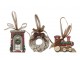3ks višňovo-zlatá antik závěsná dekorace Noël - 6*1,5*9cm Chic Antique