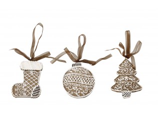3ks perníková závěsná dekorace Noël - 6*1,5*8cm