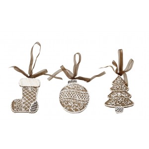 3ks perníková závěsná dekorace Noël - 6*1,5*8cm