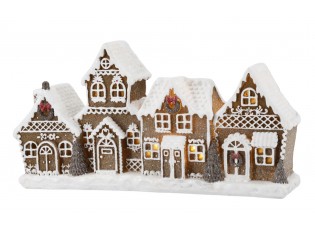 Perníkové chaloupky se světýlky Gingerbread Noël LED - 24*6,5*12,5 cm