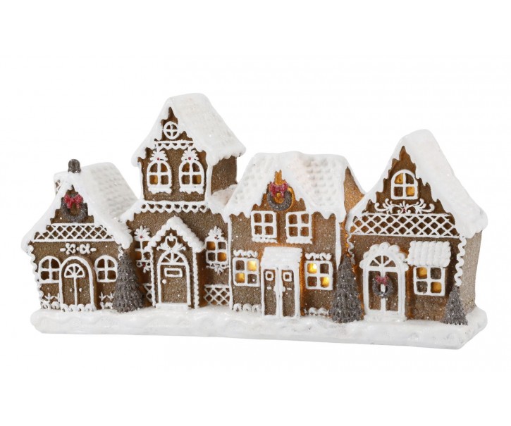 Perníkové chaloupky se světýlky Gingerbread Noël LED - 24*6,5*12,5 cm Chic Antique