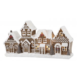 Perníkové chaloupky se světýlky Gingerbread Noël LED - 24*6,5*12,5 cm