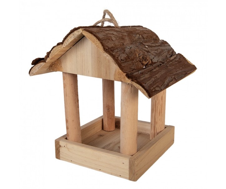Přírodní dřevěné krmítko pro ptáčky - 19*18*19 cm Clayre & Eef