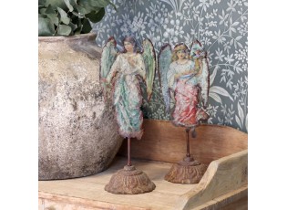 Set 2ks vánoční kovová dekorace anděl Angel Vintage - 11*10*30 cm