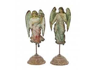 Set 2ks vánoční kovová dekorace anděl Angel Vintage - 11*10*30 cm