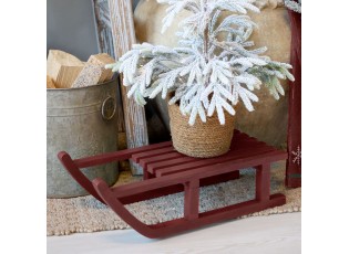 Višňová antik dřevěná dekorace sáně Sledge Vintage - 38*18*10 cm
