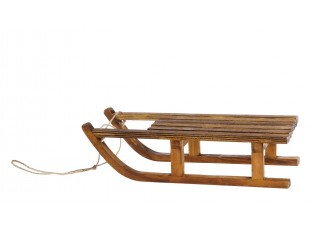 Hnědá antik dřevěná dekorace sáně Sledge Vintage - 38*18*10 cm
