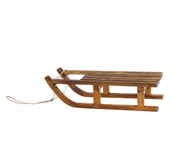 Hnědá antik dřevěná dekorace sáně Sledge Vintage - 38*18*10 cm Chic Antique